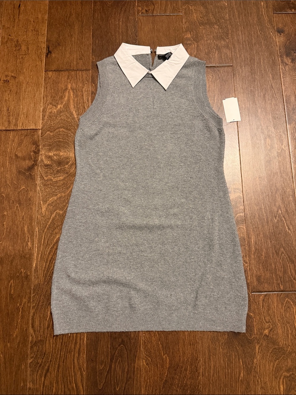 French Connection Grey Knit Mini Dress with White Collar